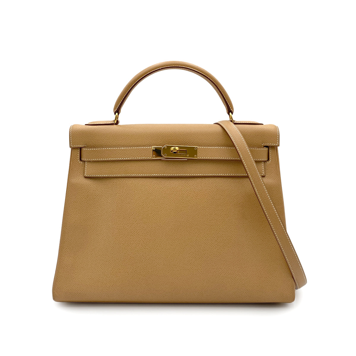 HERMES KELLY 32 RETOURNE NATURAL COUCHVEL HAND SHOULDER BAG 〇X GHW 90264336