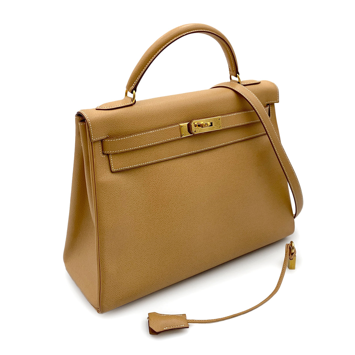 HERMES KELLY 32 RETOURNE NATURAL COUCHVEL HAND SHOULDER BAG 〇X GHW 90264336