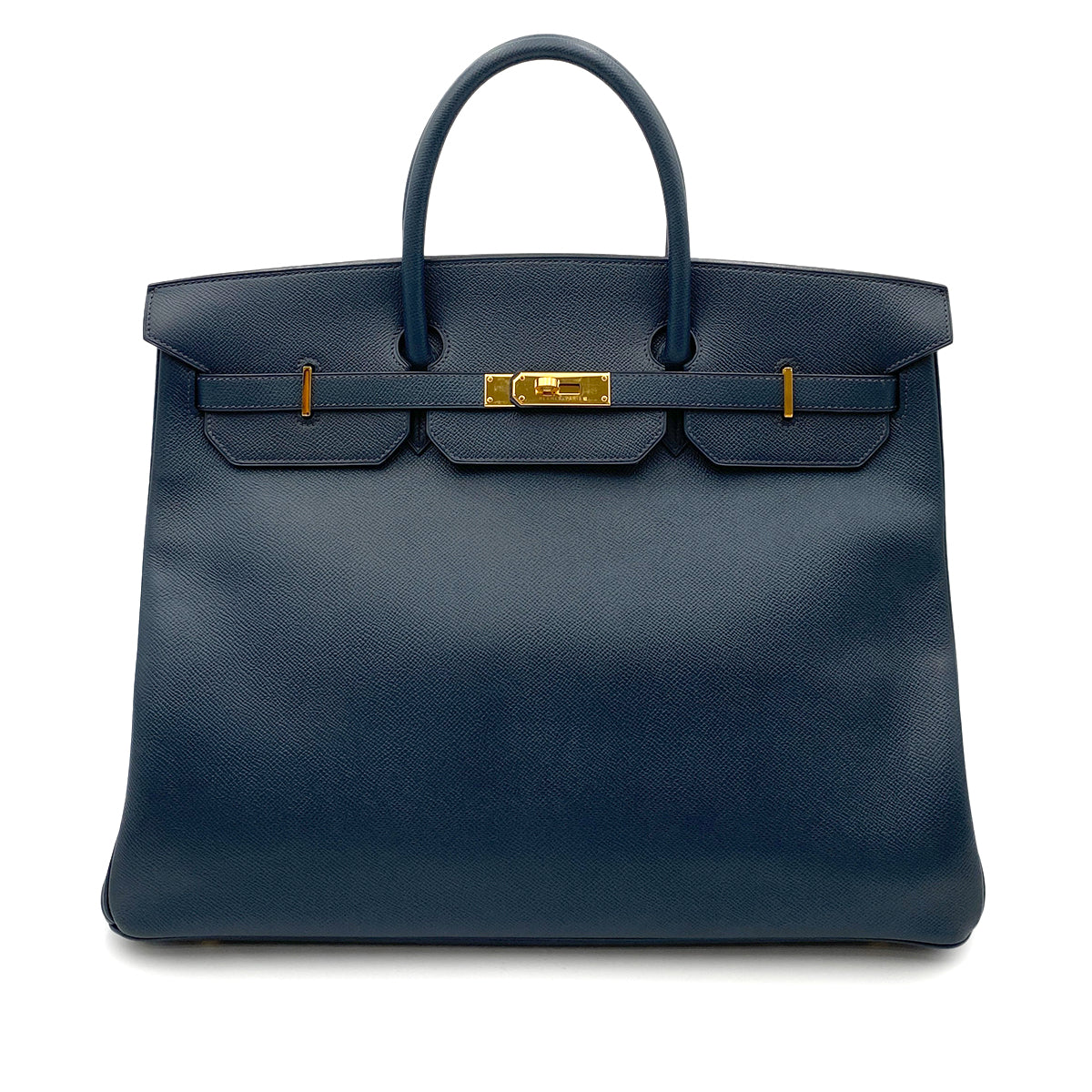 HERMES BIRKIN 40 NAVY COUCHEVEL HAND BAG □A GHW 90264338