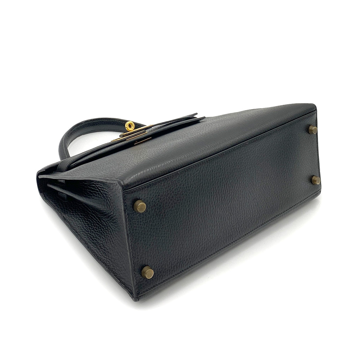 HERMES KELLY 28 SELLIER BLACK ARDENNES HAND SHOULDER BAG 〇V GHW 90264346