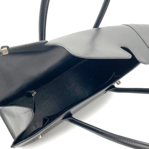 HERMES DRUG2 37 BLACK BOX CALF HAND BAG □O SHW 90264347 - PURPOSE