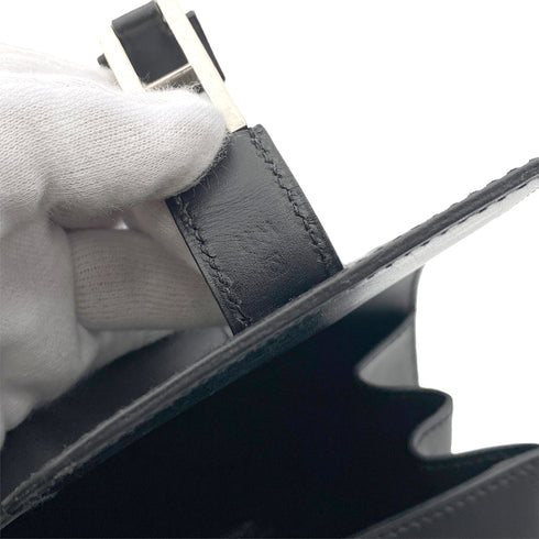 HERMES DRUG2 37 BLACK BOX CALF HAND BAG □O SHW 90264347 - PURPOSE