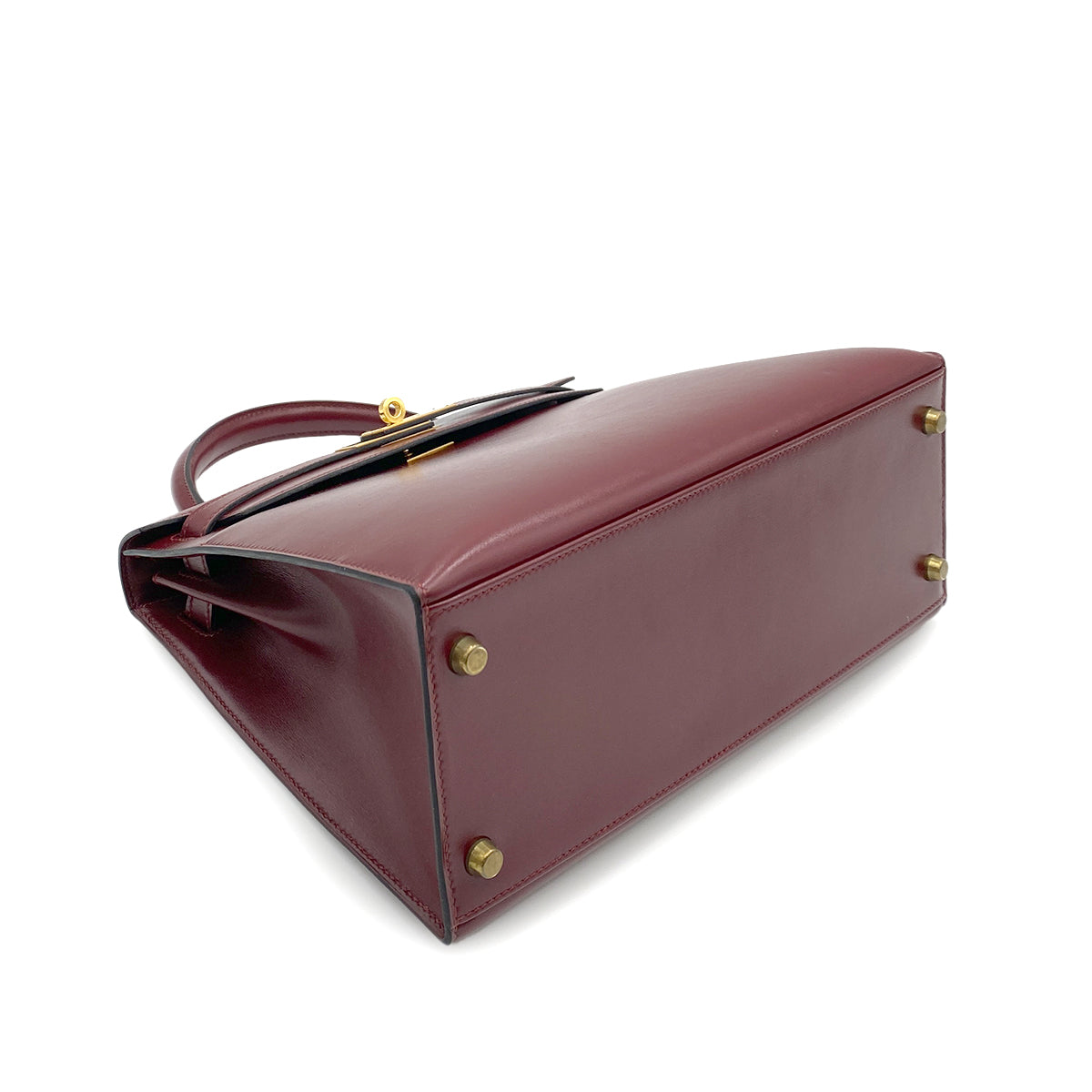 HERMES KELLY 28 SELLIER ROUGE H BOXCALF HAND SHOULDER BAG 〇T GHW 90264348