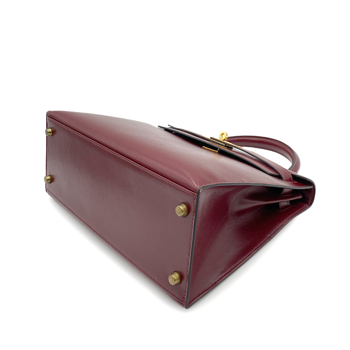 HERMES KELLY 28 SELLIER ROUGE H BOXCALF HAND SHOULDER BAG 〇T GHW 90264348