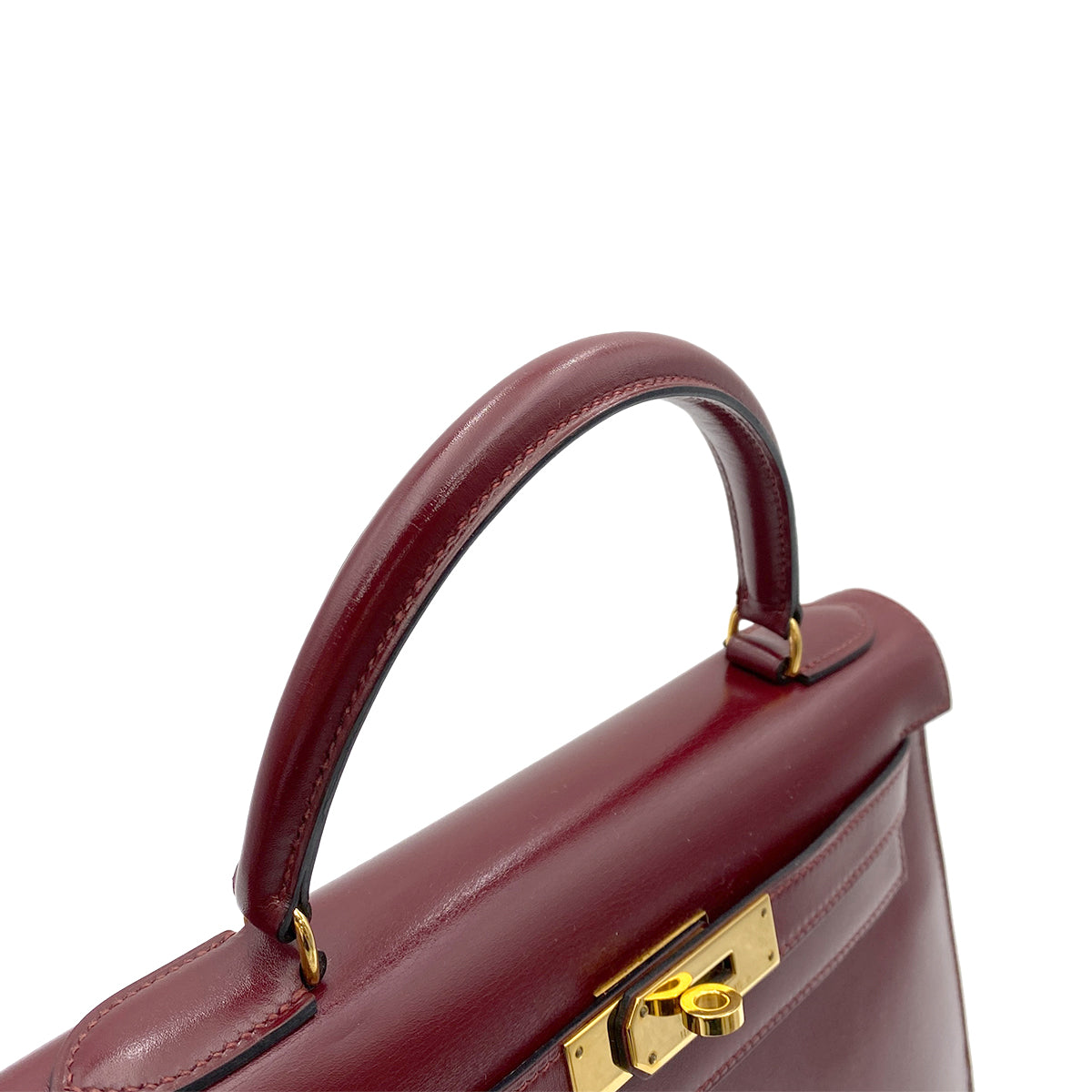 HERMES KELLY 28 SELLIER ROUGE H BOXCALF HAND SHOULDER BAG 〇T GHW 90264348