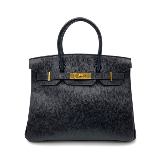 HERMES BIRKIN 30 BLACK ARDENNES HAND BAG □E GHW 90264352