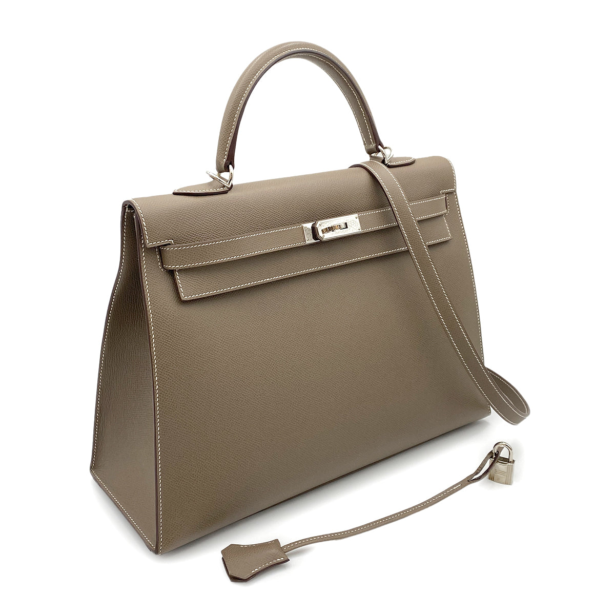 HERMES KELLY 35 SELLIER ETOUPE EPSOM HAND SHOULDER BAG □L SHW 90264355