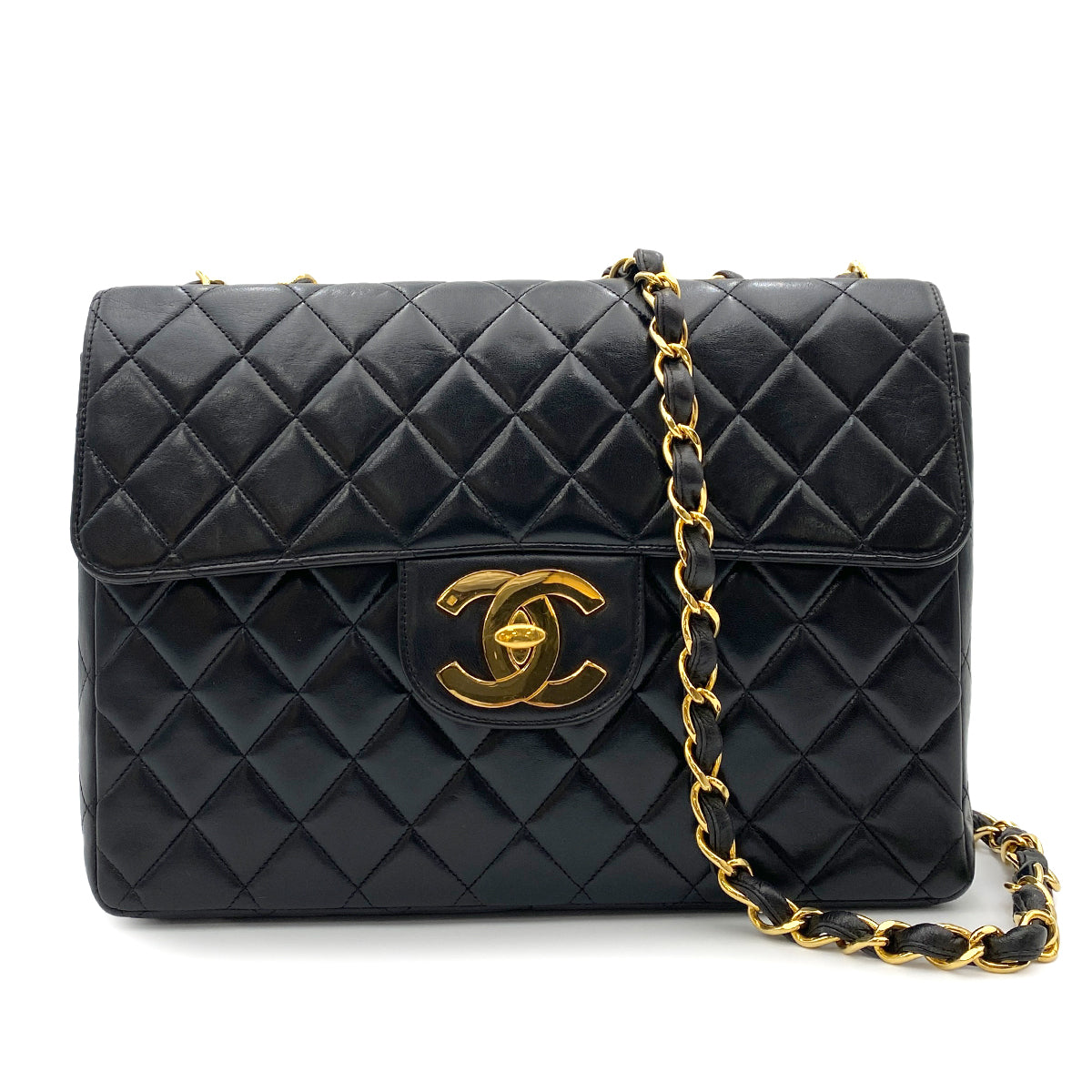 CHANEL VINTAGE JUMBO MATELASSE 30 BLACK LAMB SKIN 90264358