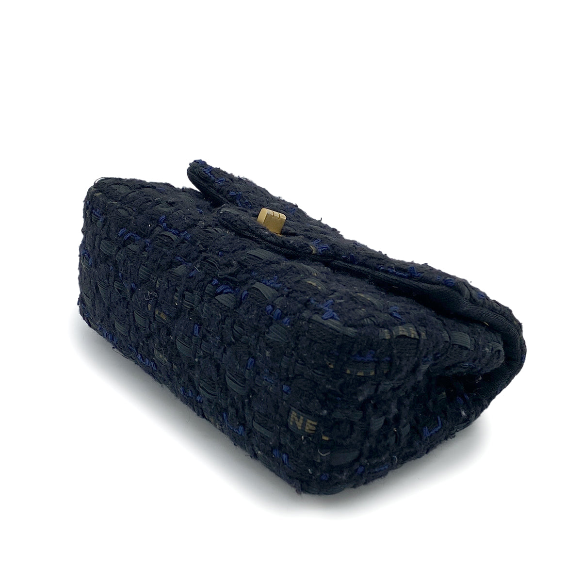 CHANEL 2.55 CHAIN SHOULDER BAG BLACK TWEED 90264359
