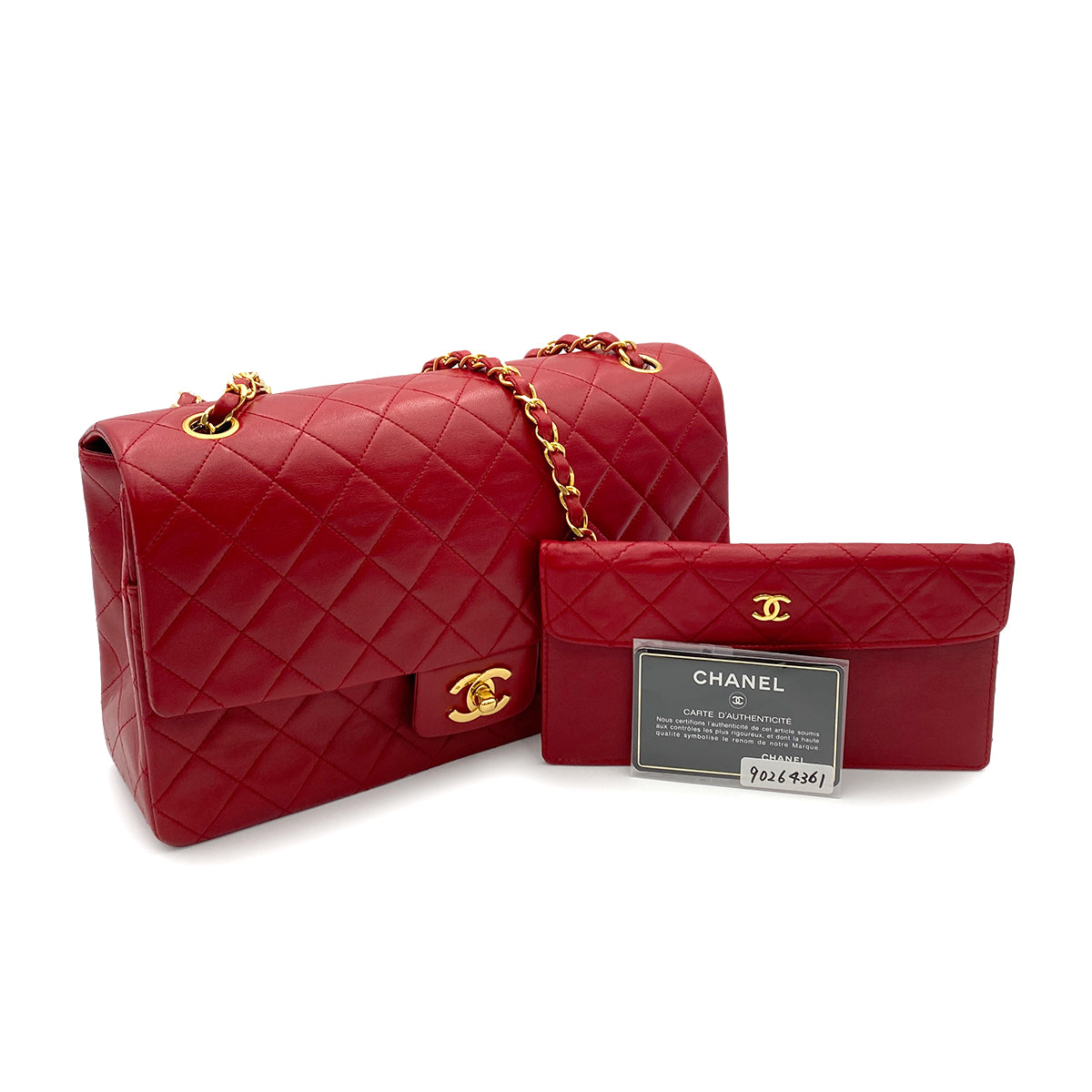 CHANEL MATELASSE CHAIN SHOULDER BAG RED LAMB SKIN 90264361