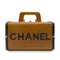 CHANEL VINTAGE WOOD VANITY HAND BAG WOOD LEATHER BROWN 90264374