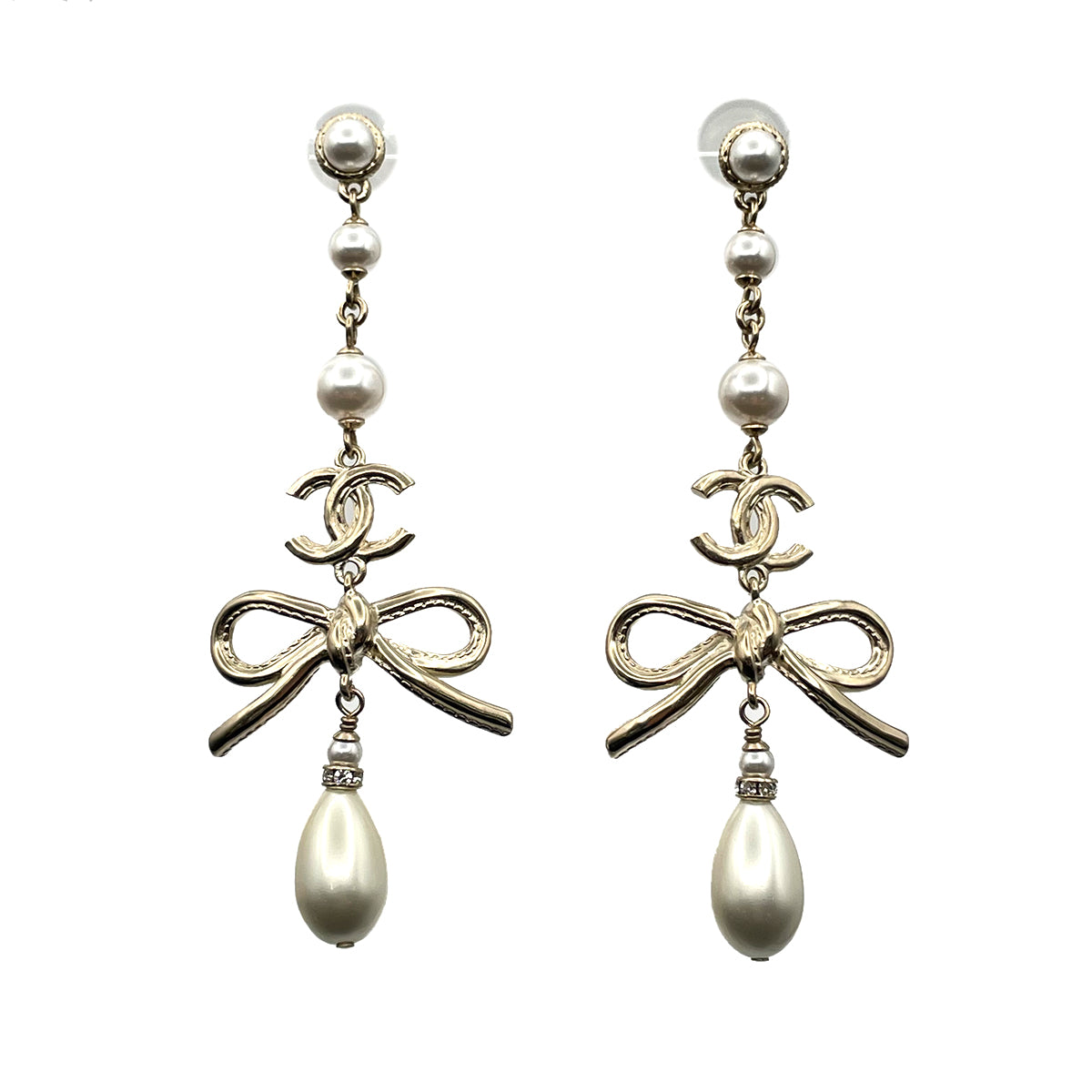 CHANEL EARRINGS COCOMARK SWING PEARL RIBBON ACCESSORY A22S 90264384