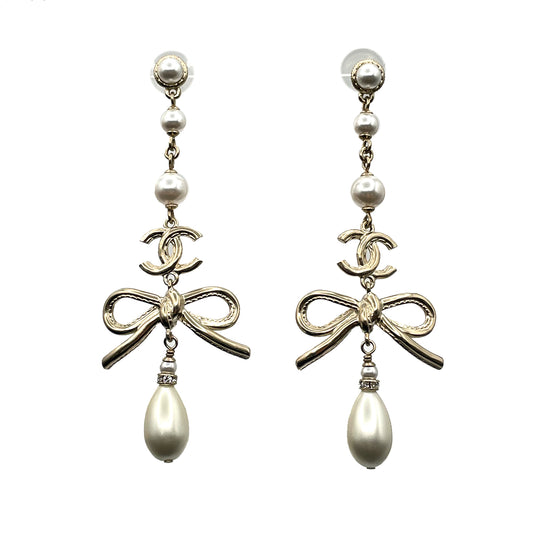 CHANEL EARRINGS COCOMARK SWING PEARL RIBBON ACCESSORY A22S 90264384