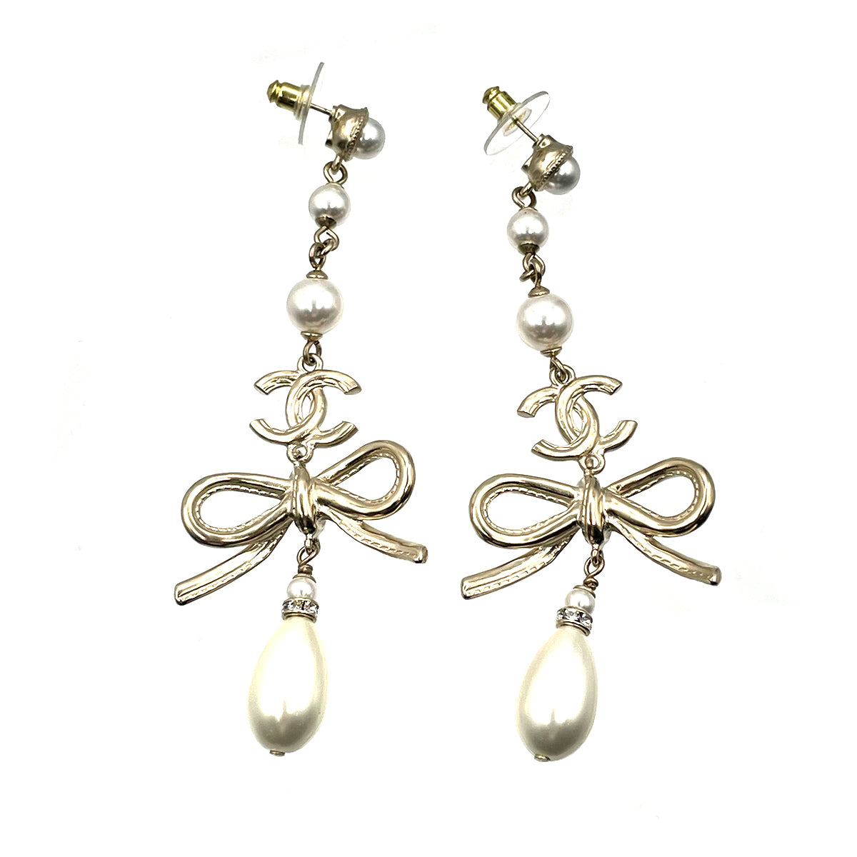 CHANEL EARRINGS COCOMARK SWING PEARL RIBBON ACCESSORY A22S 90264384