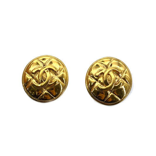 CHANEL VINTAGE EARRINGS MATELASSE COCOMARK ROUND ACCESSORY 90264386
