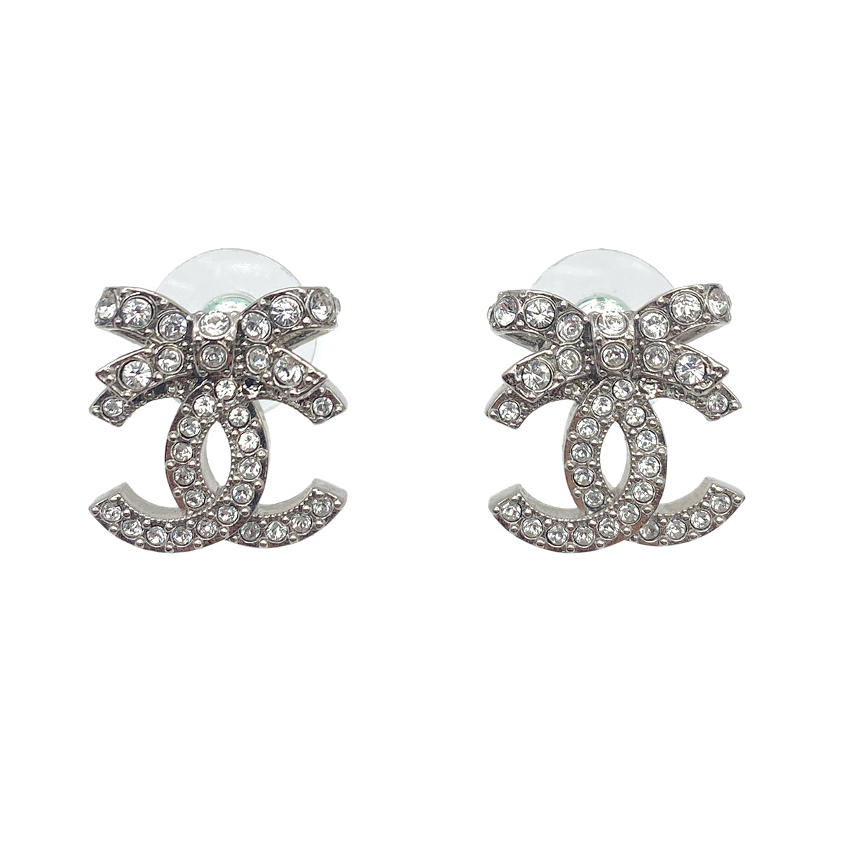 CHANEL EARRINGS COCOMARK RIBBON RHINESTONE ACCESSORY B24V 90264400