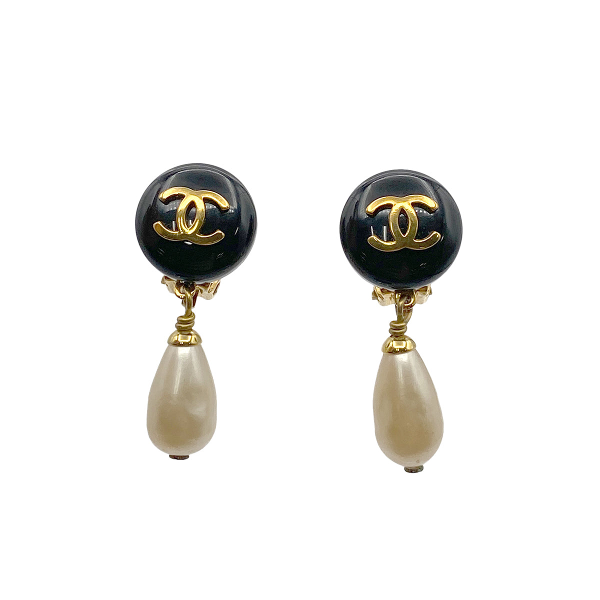 CHANEL VINTAGE EARRINGS SWING FAUX PEARL 95P 90264403