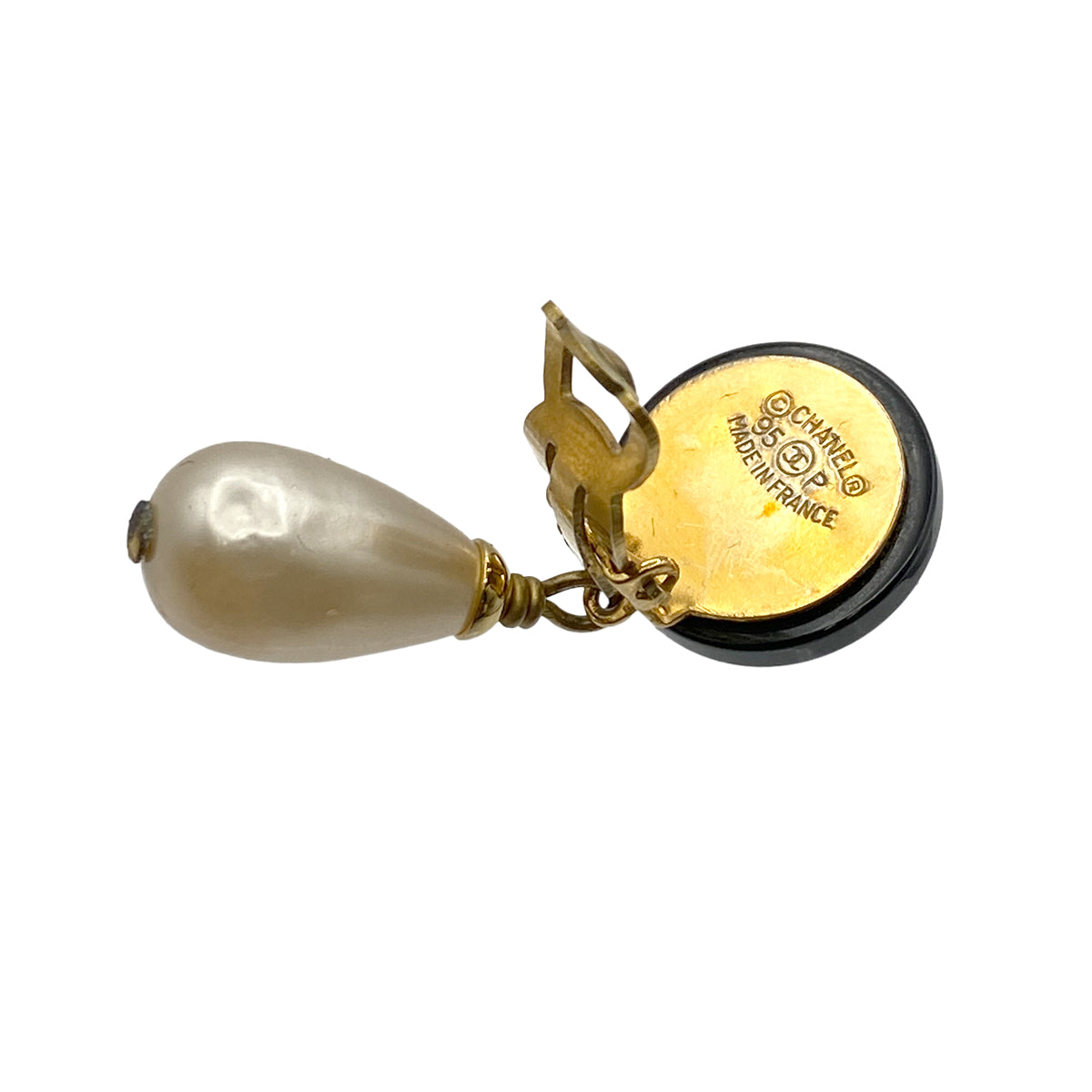 CHANEL VINTAGE EARRINGS SWING FAUX PEARL 95P 90264403