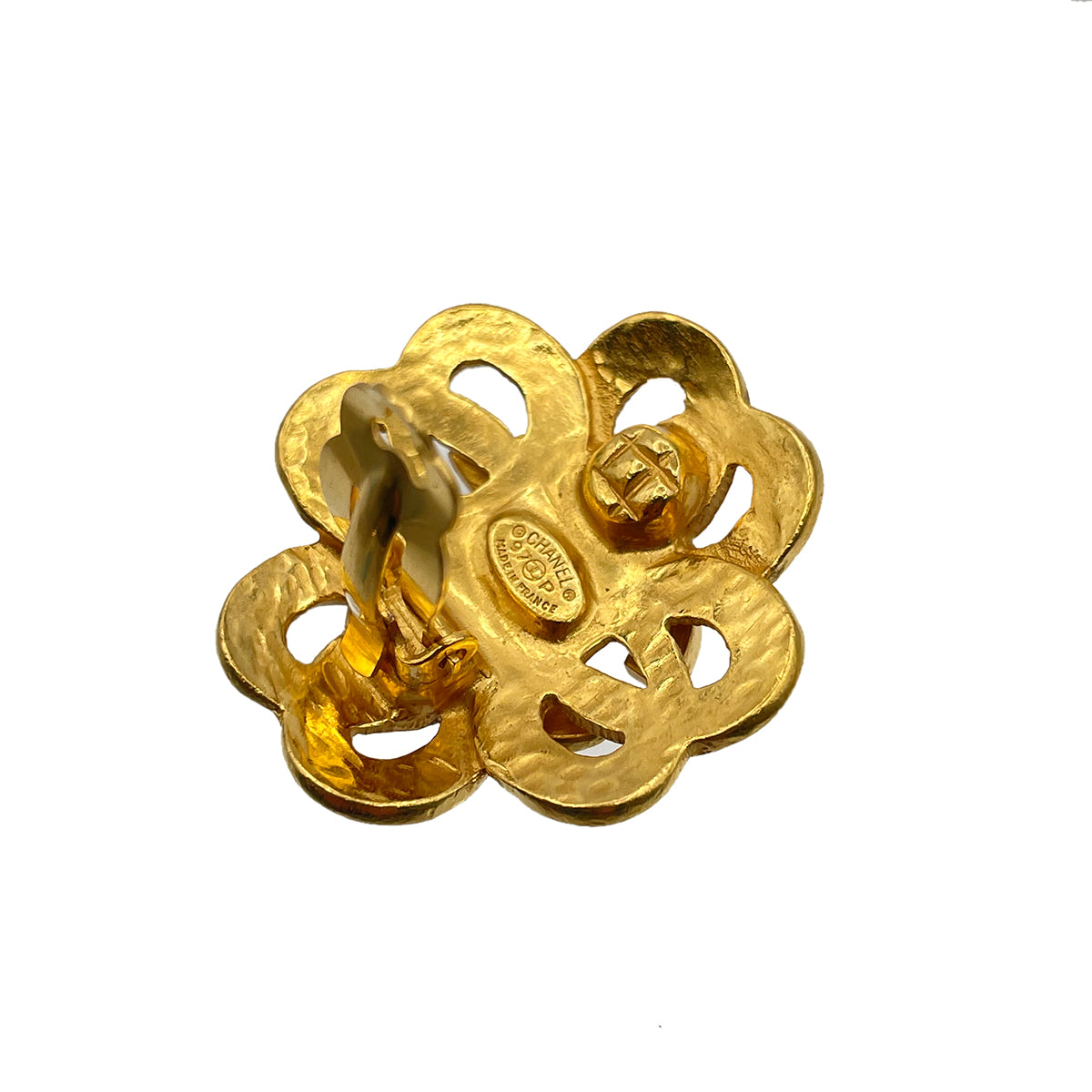 CHANEL VINTAGE EARRINGS COCOMARK FLOWER ACCESSORY 97P 90264423