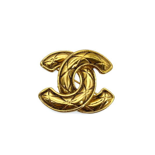 CHANEL VINTAGE MATELASSE COCOMARK BROOCH GOLD ACCESSORY 90264430
