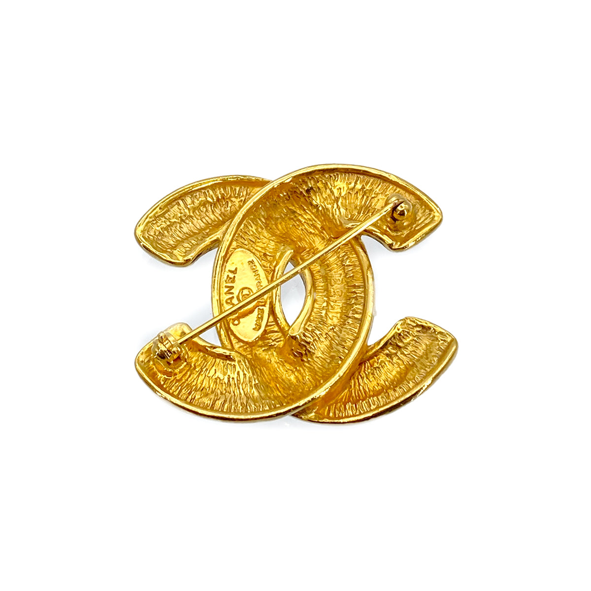 CHANEL VINTAGE MATELASSE COCOMARK BROOCH GOLD ACCESSORY 90264430