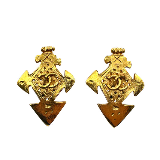 CHANEL VINTAGE EARRINGS COCO MARK CROSS ACCESSORY 94P 90264433