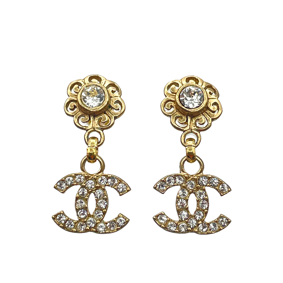 CHANEL EARRINGS COCOMARK SWING RHINESTONE ACCESSORY 03A 90264443