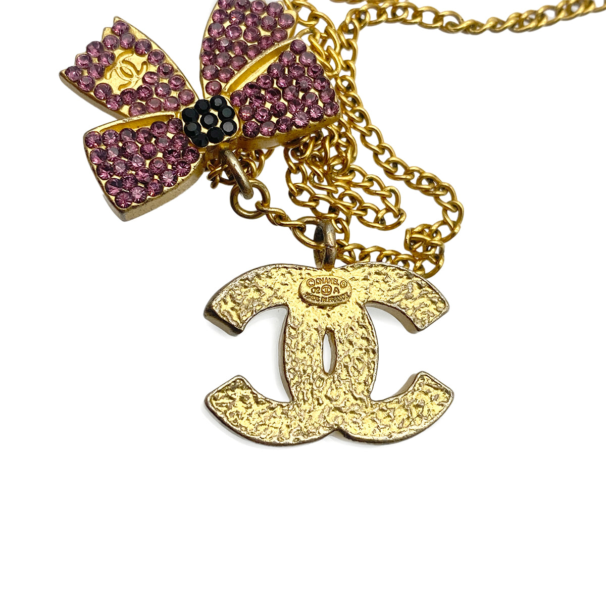 CHANEL NECKLACE COCOMARK RIBBON RHINESTONE ACCESSORY 02A 90264444