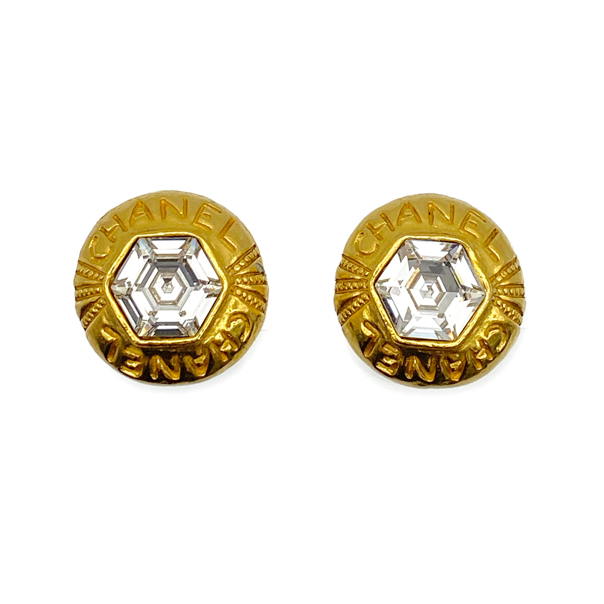 CHANEL VINTAGE EARRINGS BIJOU RHINESTONE ACCESSORY 90264448