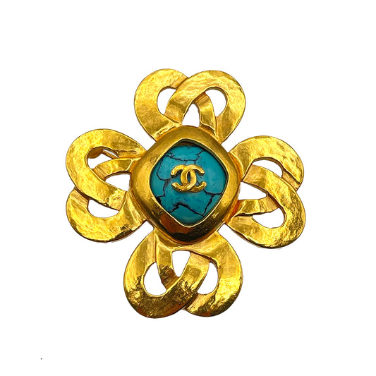 CHANEL VINTAGE  BROACH COCOMARK TURQUOISE ACCESSORY 97P 90264450