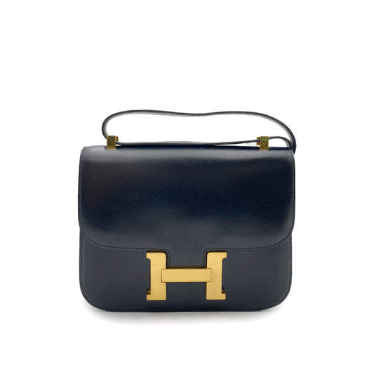 HERMES CONSTANCE BLACK BOXCALF SHOULDER BAG 〇B GHW 90264498