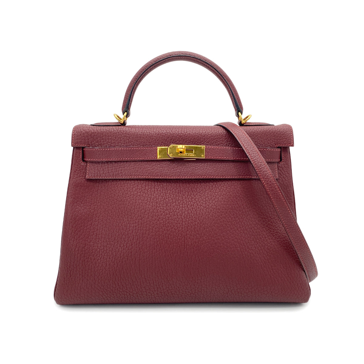 HERMES KELLY 32  ROUGE H TAURILLON CLEMENCE HAND SHOULDER BAG □G GHW 90264499