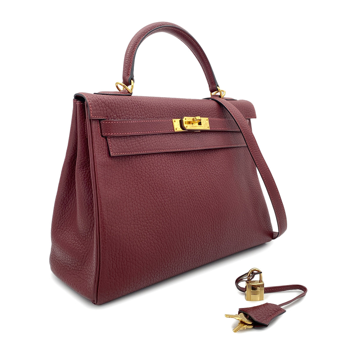 HERMES KELLY 32  ROUGE H TAURILLON CLEMENCE HAND SHOULDER BAG □G GHW 90264499