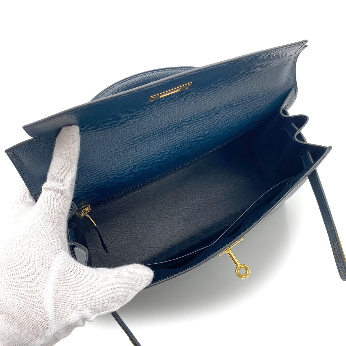 HERMES KELLY 28 SELLIER BLUE MARINE COUCHEVEL HAND SHOULDER BAG 〇Y GHW 90264502