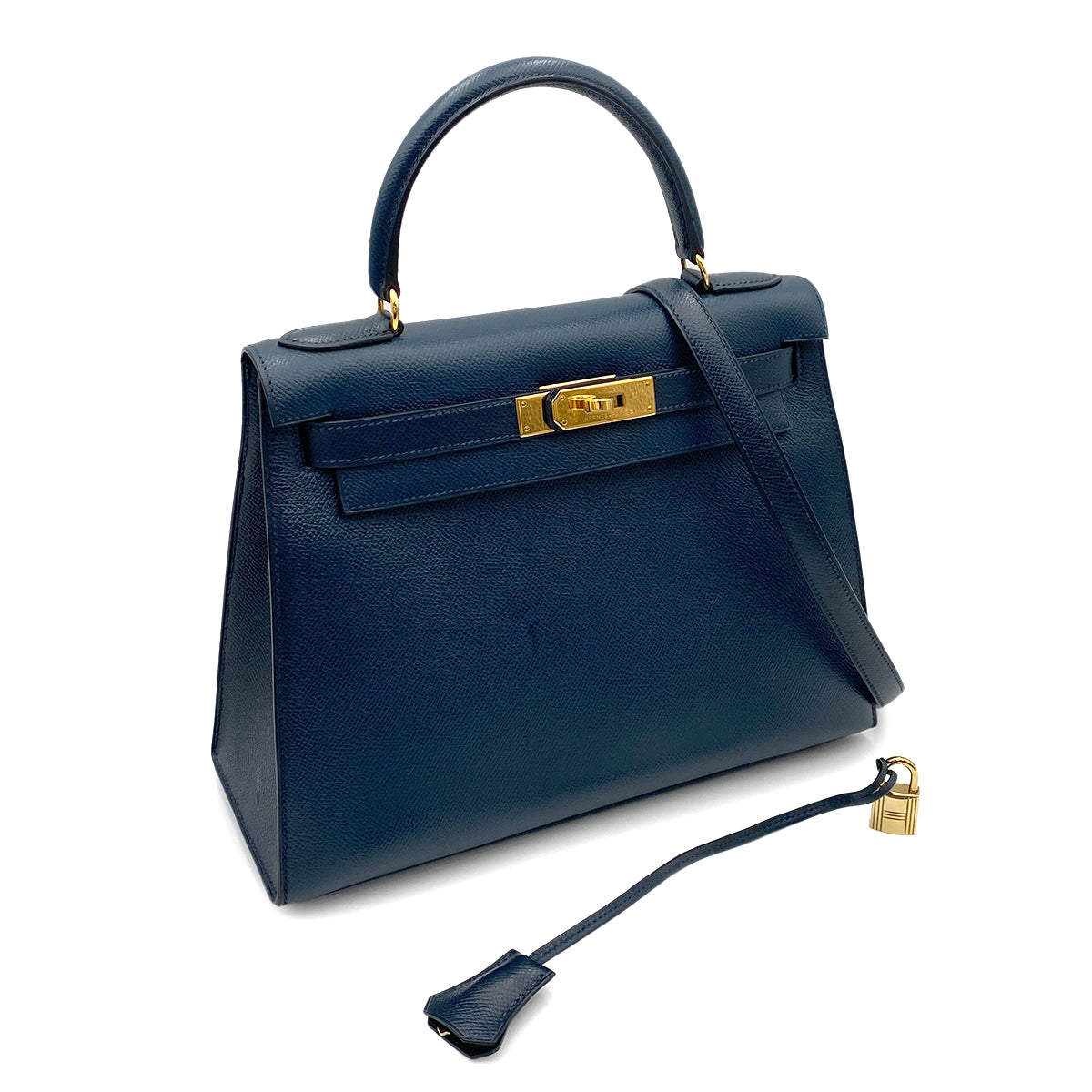 HERMES KELLY 28 SELLIER BLUE MARINE COUCHEVEL HAND SHOULDER BAG 〇Y GHW 90264502