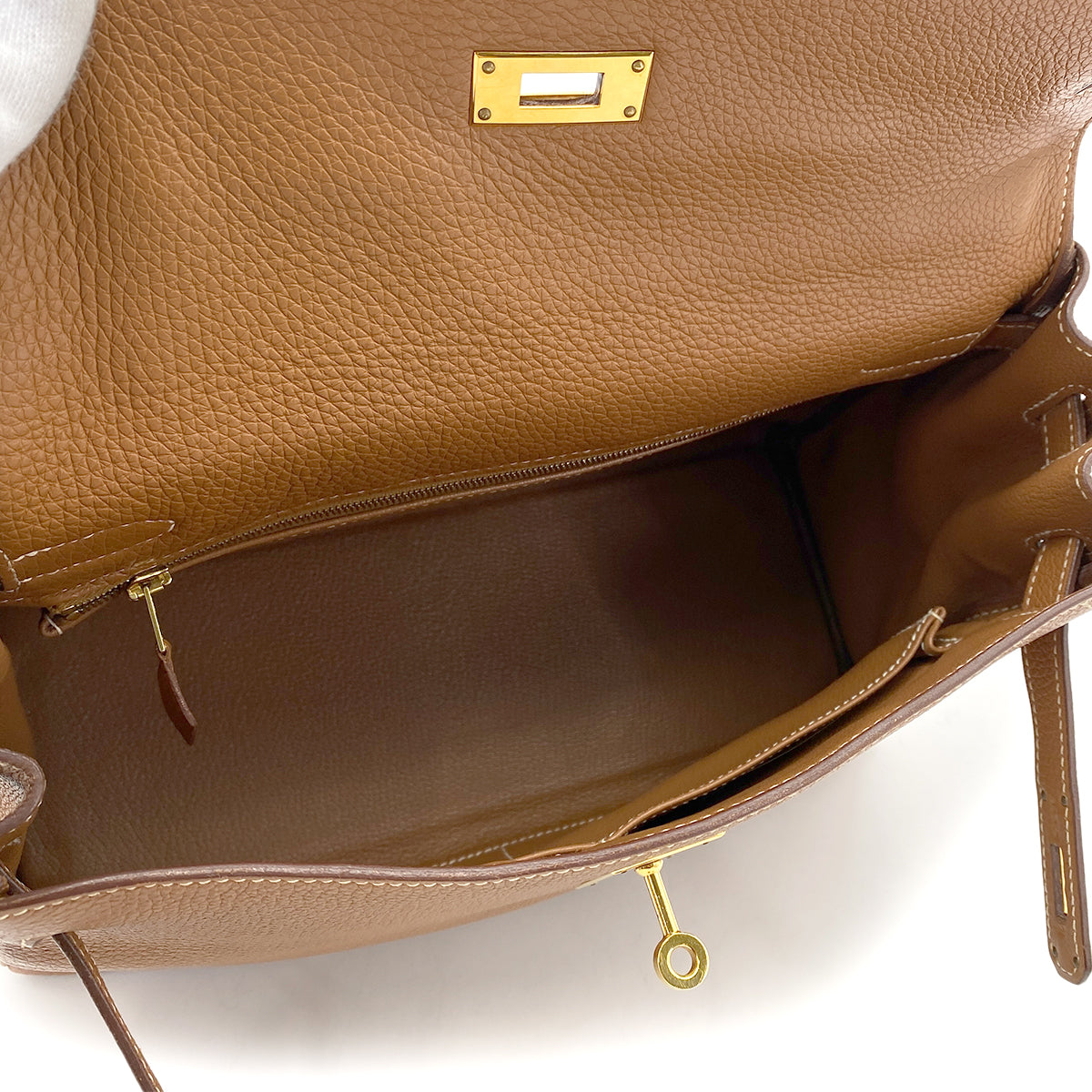 HERMES KELLY 32 RETOURNE GOLD TAURILLON CLEMENCE HAND SHOULDER BAG □O GHW 90264504