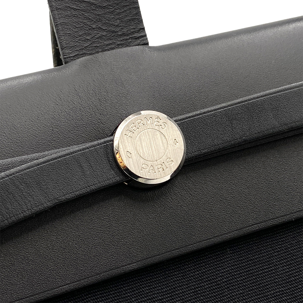 HERMES HER BAG CABAS GM BLACK TOILE OFFICIER VACHE HUNTER TOTE □G 90264508