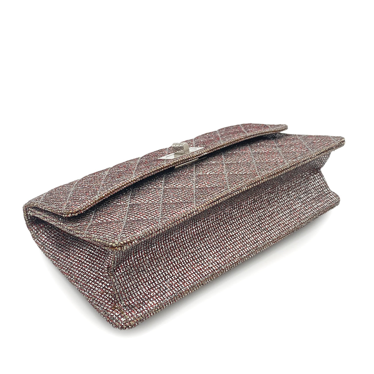 CHANEL VINTAGE 2.55 CHAIN SHOULDER BAG METALLIC SILVER RED 90264511