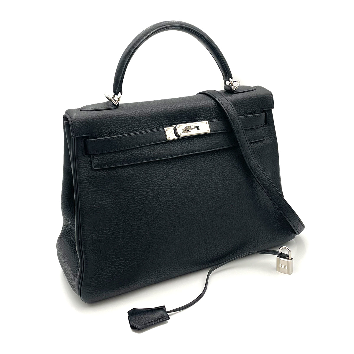 HERMES KELLY 32 RETOURNE BLACK TAURILLON CLEMENCE HAND SHOULDER BAG SHW 90264521