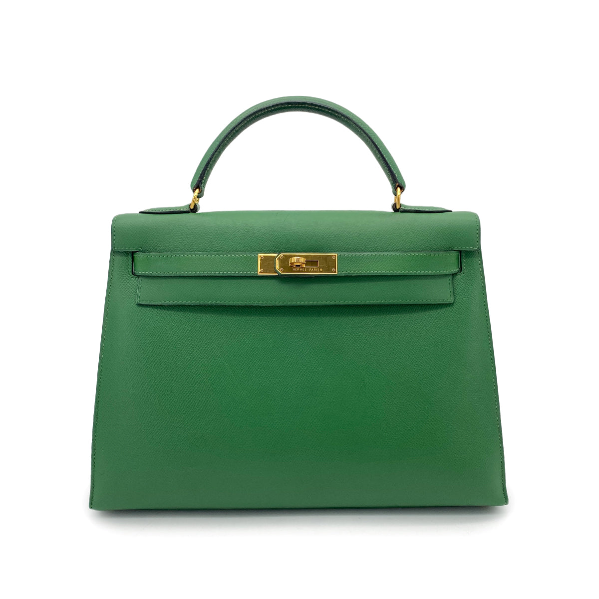 HERMES KELLY 32 SELLIER GREEN COUCHVEL HAND BAG 〇Z GHW 90264526
