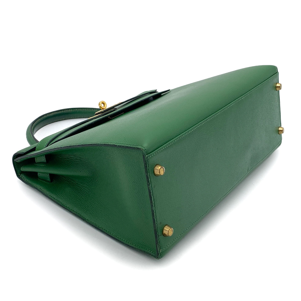 HERMES KELLY 32 SELLIER GREEN COUCHVEL HAND BAG 〇Z GHW 90264526