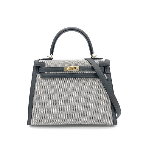 HERMES KELLY 25 SELLIER GRIS MISTY SWIFT TOILE H HAND SHOULDER BAG W GHW 90264530 - PURPOSE