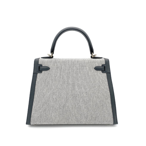 HERMES KELLY 25 SELLIER GRIS MISTY SWIFT TOILE H HAND SHOULDER BAG W GHW 90264530 - PURPOSE