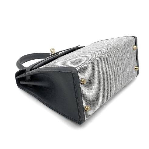 HERMES KELLY 25 SELLIER GRIS MISTY SWIFT TOILE H HAND SHOULDER BAG W GHW 90264530 - PURPOSE