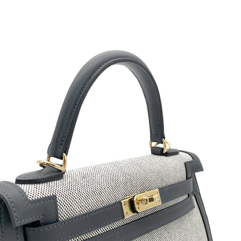HERMES KELLY 25 SELLIER GRIS MISTY SWIFT TOILE H HAND SHOULDER BAG W GHW 90264530 - PURPOSE