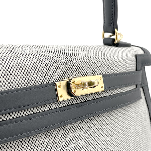 HERMES KELLY 25 SELLIER GRIS MISTY SWIFT TOILE H HAND SHOULDER BAG W GHW 90264530 - PURPOSE
