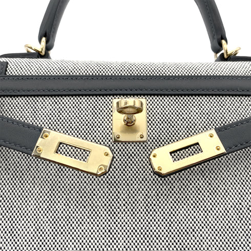 HERMES KELLY 25 SELLIER GRIS MISTY SWIFT TOILE H HAND SHOULDER BAG W GHW 90264530 - PURPOSE
