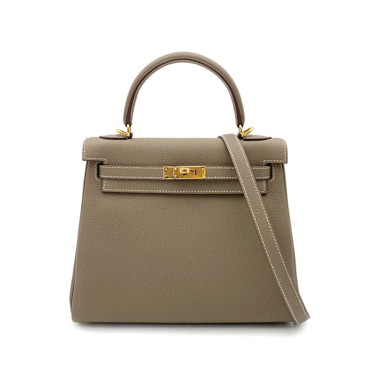 HERMES KELLY 25 RETOURNE ETOUPE TOGO HAND SHOULDER BAG W GHW 90264531