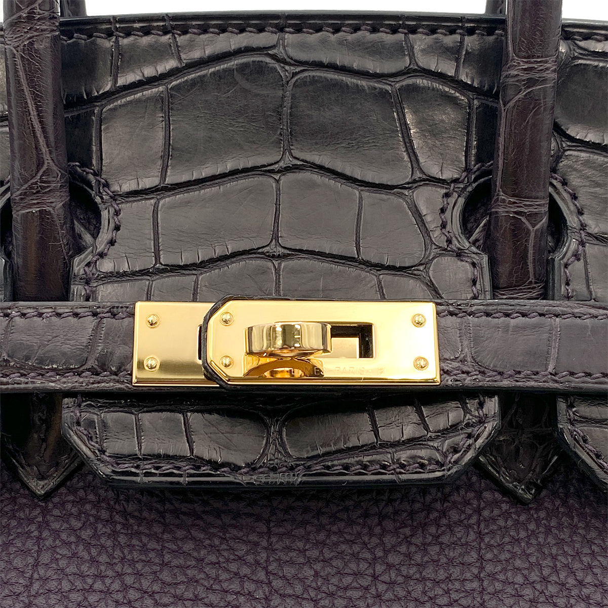 HERMES BIRKIN TOUCH 25 RAISIN TOGO CROCODILE ALLIGATOR MAT HAND BAG D GHW 90264533