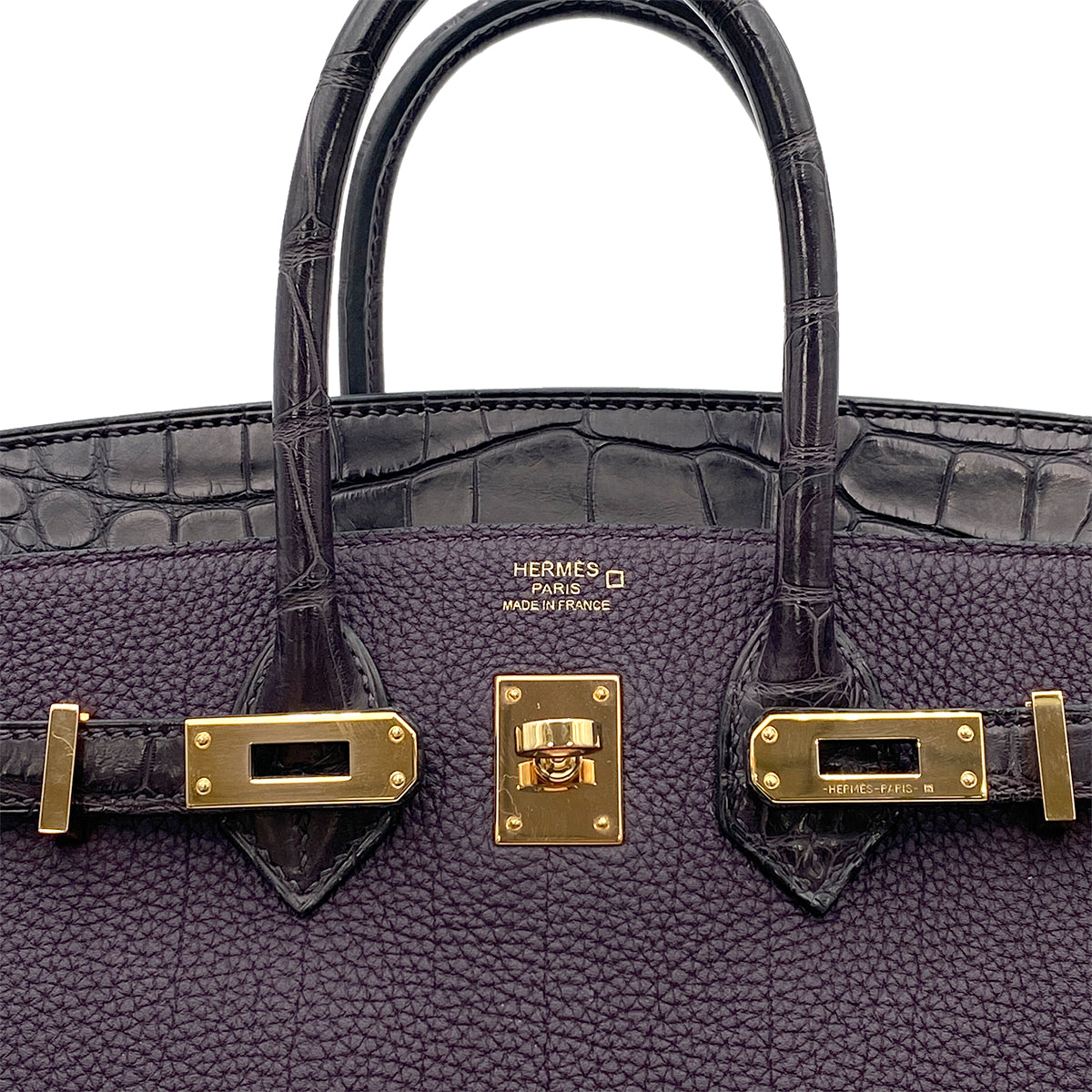HERMES BIRKIN TOUCH 25 RAISIN TOGO CROCODILE ALLIGATOR MAT HAND BAG D GHW 90264533